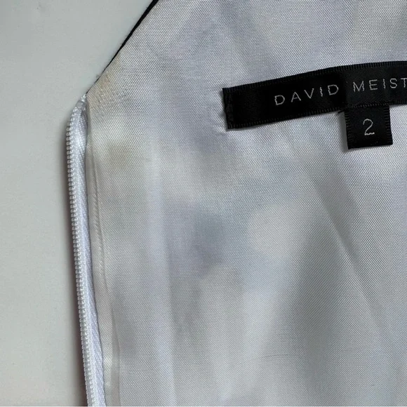 DAVID MEISTER Belted Fit & Flare Blue Green Floral Cocktail Party Dress Size 2 - Picture 10 of 16